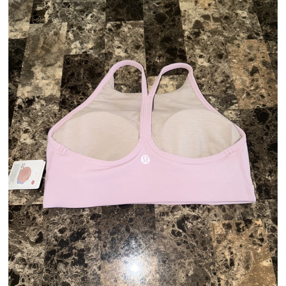 LULULEMON FLOW Y WRAP FRONT HIGH NECK BRA PINK PEONY SIZE 4 - Picture 5 of 8